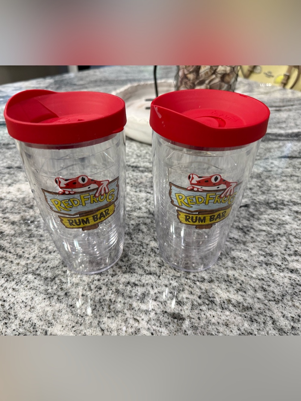 tervis Red Frog Rum Bar Double-Wall Tumbler with Red Lid (Set of 2)